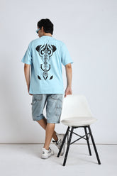 Men Baby blue over-sized tee